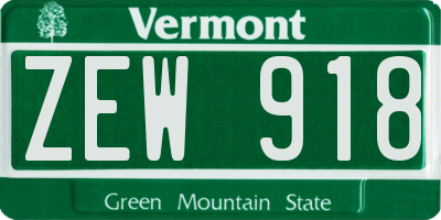 VT license plate ZEW918