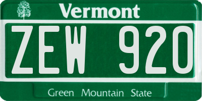 VT license plate ZEW920