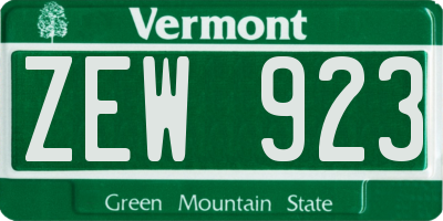 VT license plate ZEW923