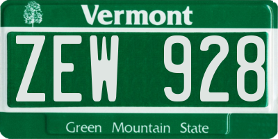 VT license plate ZEW928