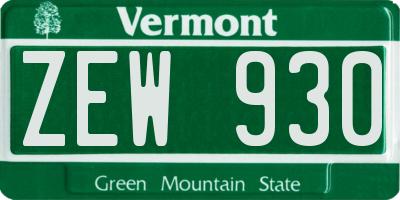 VT license plate ZEW930