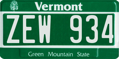 VT license plate ZEW934