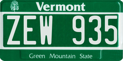 VT license plate ZEW935