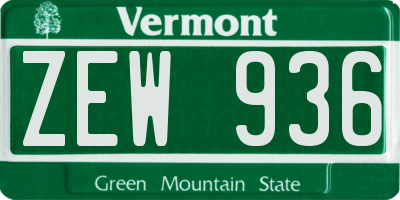 VT license plate ZEW936
