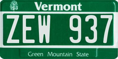 VT license plate ZEW937