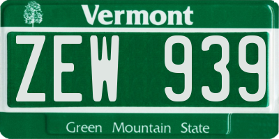 VT license plate ZEW939