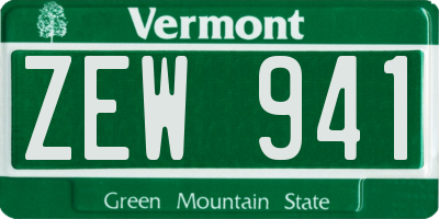 VT license plate ZEW941