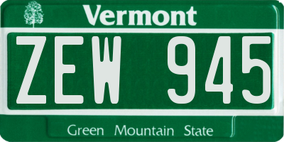 VT license plate ZEW945