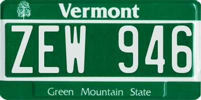 VT license plate ZEW946