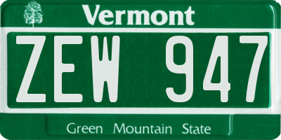 VT license plate ZEW947