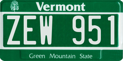 VT license plate ZEW951
