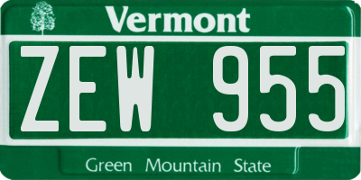 VT license plate ZEW955