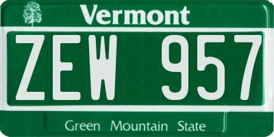 VT license plate ZEW957