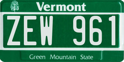 VT license plate ZEW961