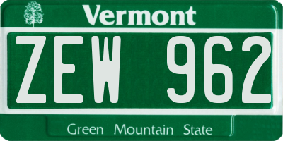 VT license plate ZEW962
