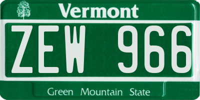 VT license plate ZEW966
