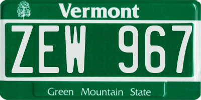 VT license plate ZEW967