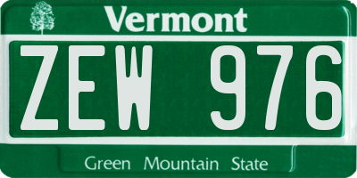 VT license plate ZEW976