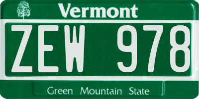 VT license plate ZEW978