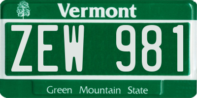 VT license plate ZEW981