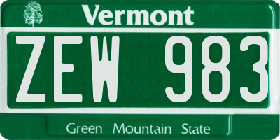 VT license plate ZEW983