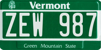 VT license plate ZEW987