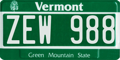 VT license plate ZEW988