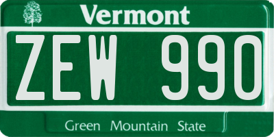 VT license plate ZEW990