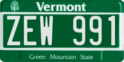 VT license plate ZEW991