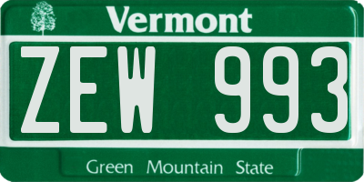 VT license plate ZEW993