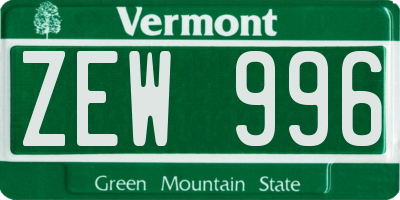 VT license plate ZEW996