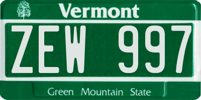 VT license plate ZEW997