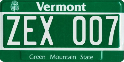 VT license plate ZEX007