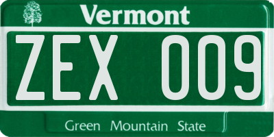 VT license plate ZEX009