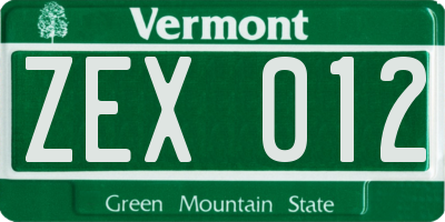 VT license plate ZEX012