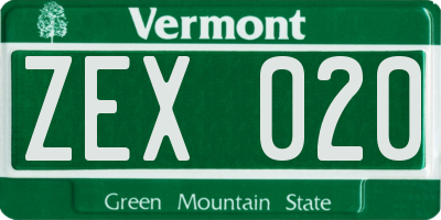 VT license plate ZEX020