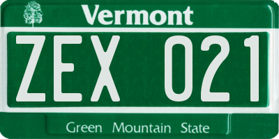 VT license plate ZEX021