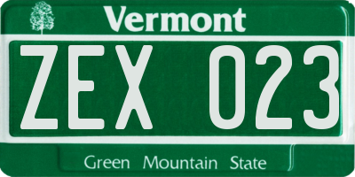 VT license plate ZEX023