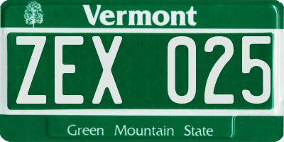 VT license plate ZEX025