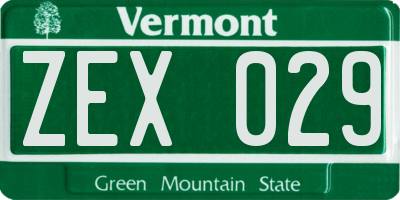 VT license plate ZEX029