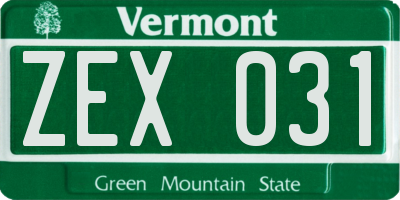 VT license plate ZEX031