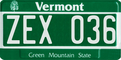 VT license plate ZEX036