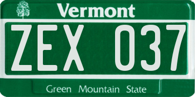 VT license plate ZEX037