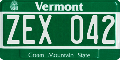 VT license plate ZEX042