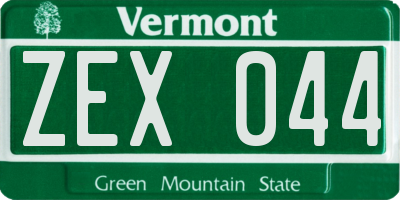 VT license plate ZEX044