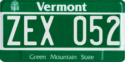 VT license plate ZEX052