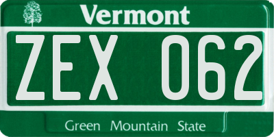 VT license plate ZEX062