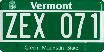 VT license plate ZEX071