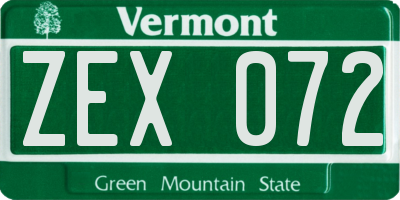 VT license plate ZEX072