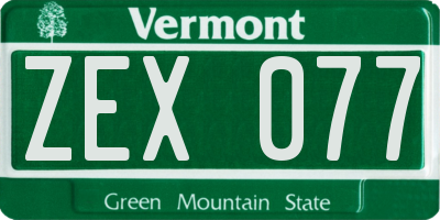 VT license plate ZEX077